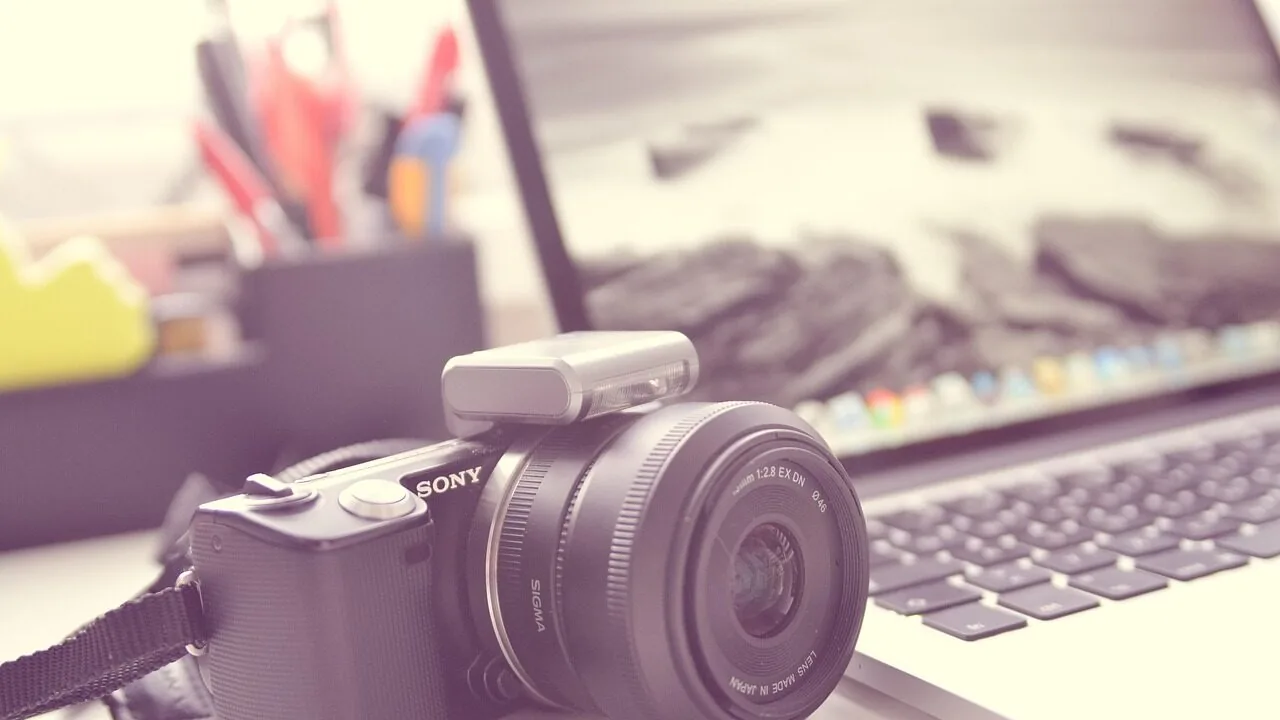 360 degree camera with spherical lens on white background