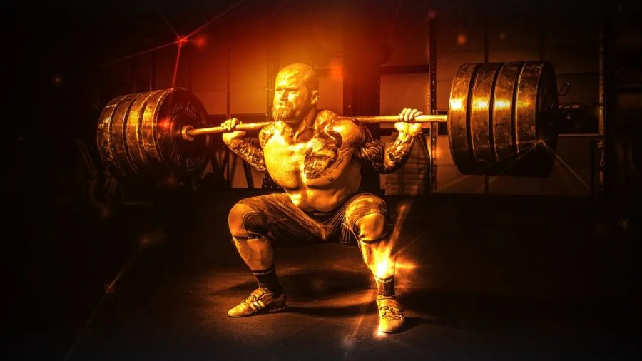 Athlete performing heavy lift with proper wrist alignment and support during strength training session
