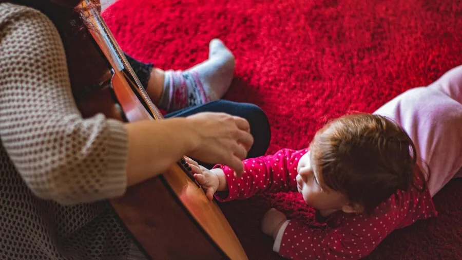 Baby exploring and learning at different developmental stages with curiosity and growth