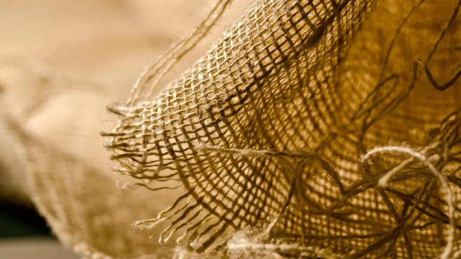 Close-up of frayed fabric edge showing wear and deterioration from regular use and handling