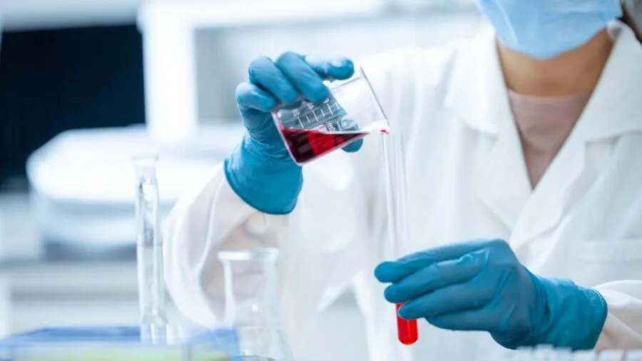 Close-up of laboratory equipment and stainless steel instruments in a professional research setting