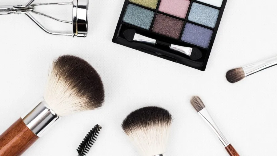 Close-up of natural bristle makeup brush showing fiber texture and quality details