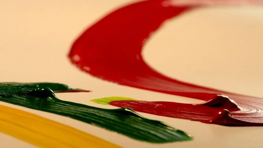 Close-up of paint brush bristles and ferrule during artistic painting work