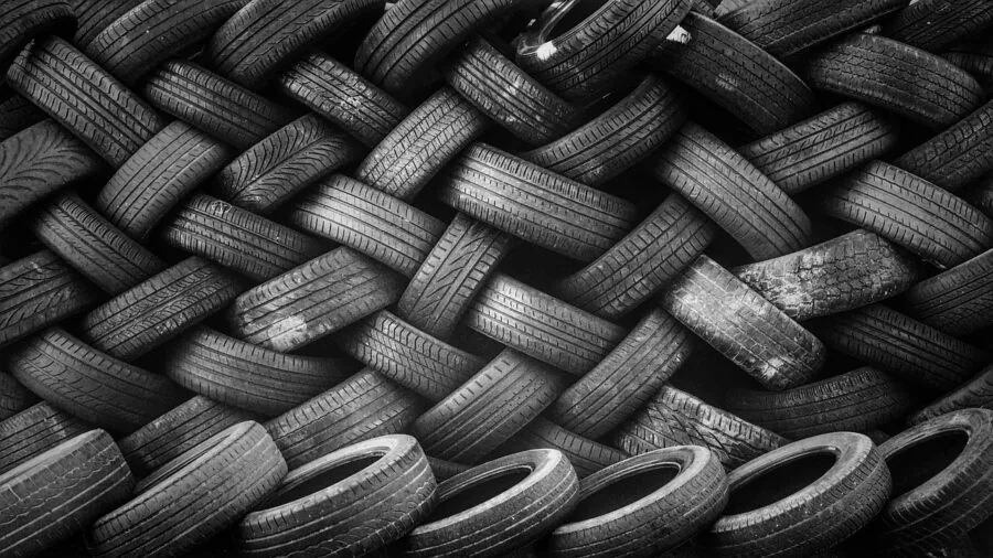 Close-up view of black rubber texture and surface detail showing material composition and durability