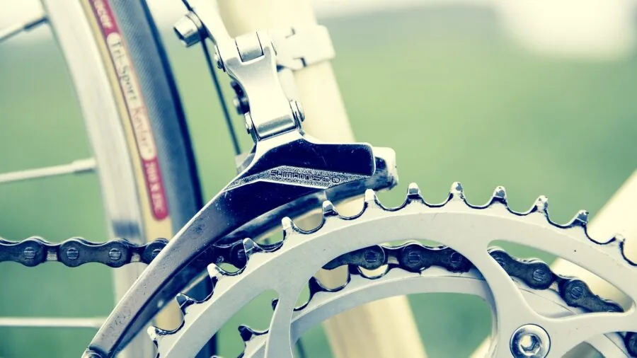 Close-up view of mountain bike frame construction showing material details and welding