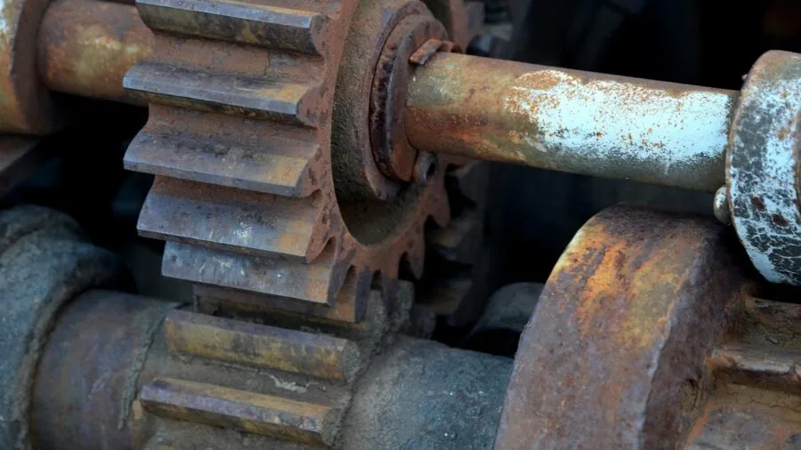 Corroded metal tools showing rust and oxidation damage from salt water exposure