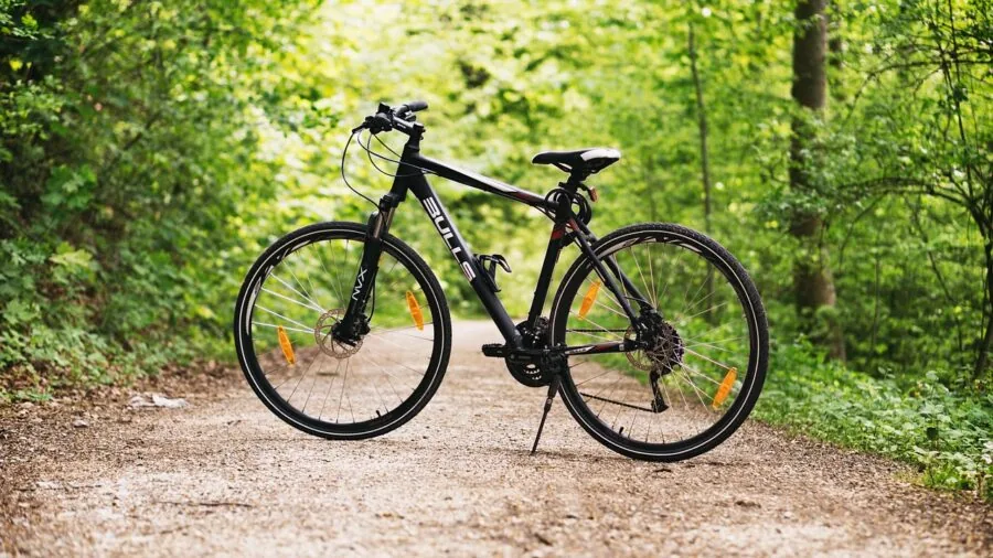 Cyclist with bike gear exposed to elements during outdoor riding adventure