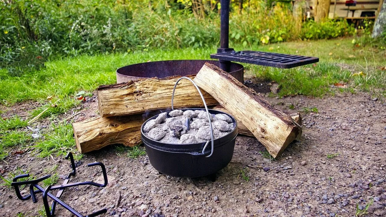 Dutch oven on kitchen stovetop with lid