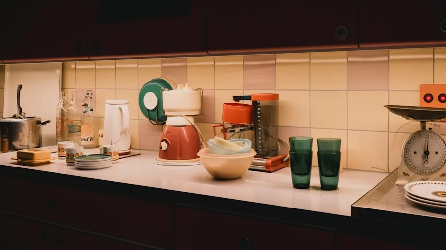 Family preparing meal in bright kitchen with organized counter space and cooking setup