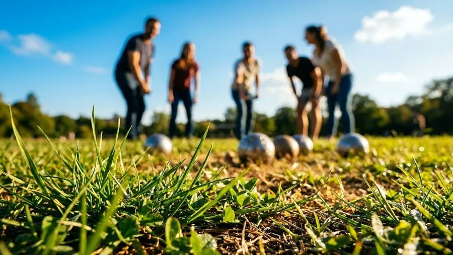 Group of friends enjoying an outdoor ball game in a sunny park setting