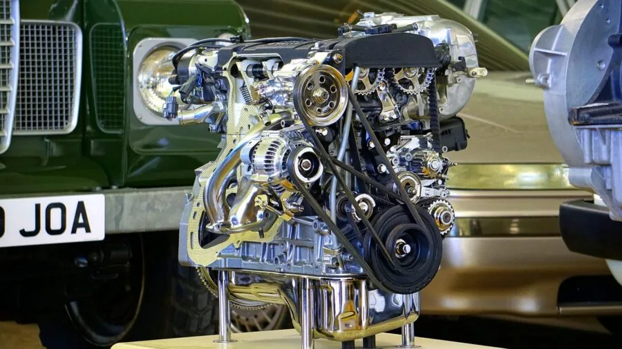 Mechanic using diagnostic tools to check vehicle engine compatibility and performance issues