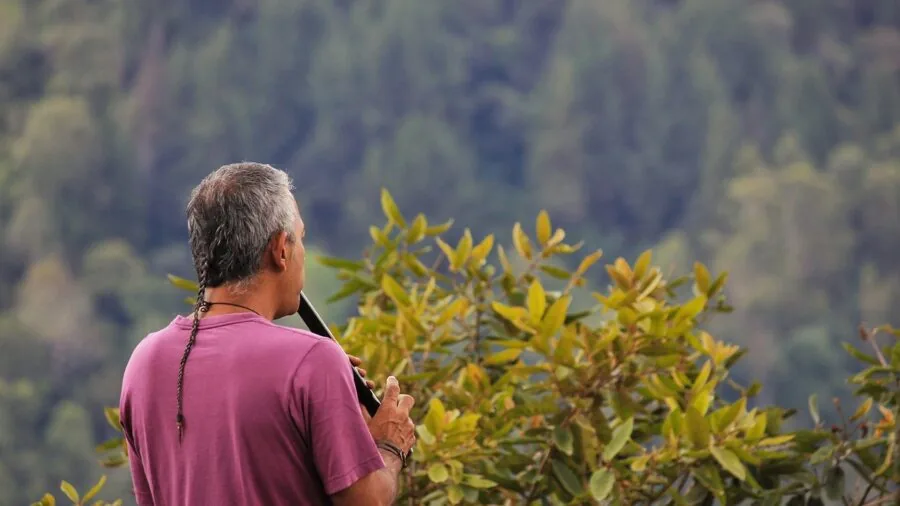 Musician examining and selecting clarinet mouthpiece and reed components for instrument setup