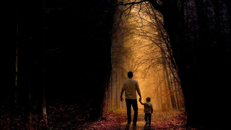 Parent carrying toddler while walking outside, showing bonding during child's growth stages