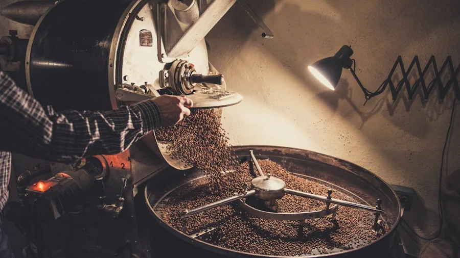 Person grinding fresh coffee beans in a bright kitchen for morning espresso preparation