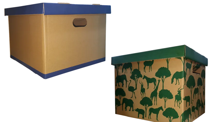 Person organizing plastic storage containers for proper material preservation and moisture control