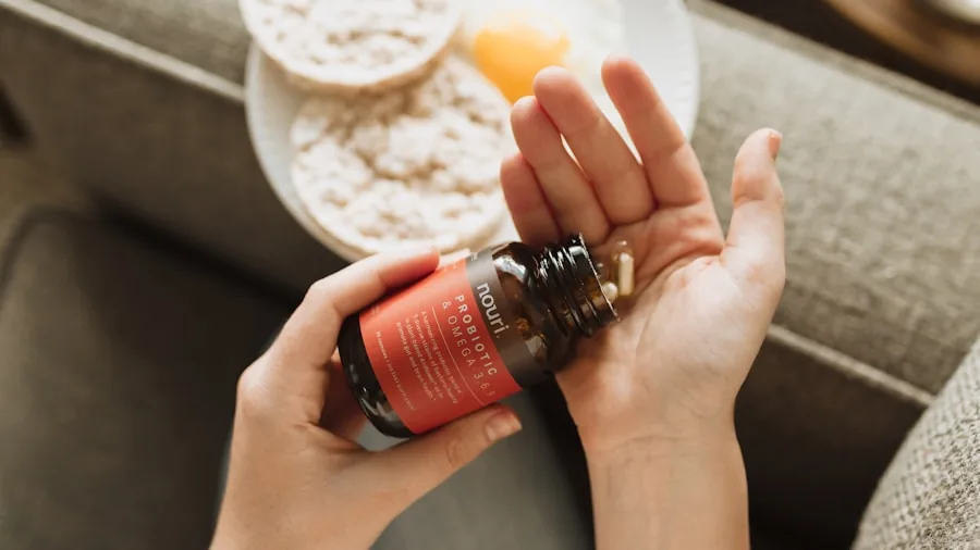 Person organizing vitamins and supplements as part of daily health routine