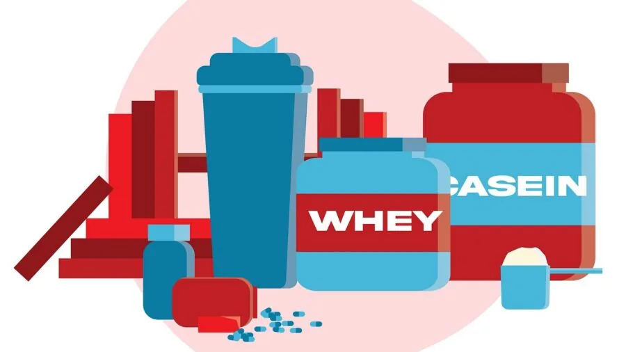 Person preparing a protein powder supplement by mixing it into a glass of water or beverage