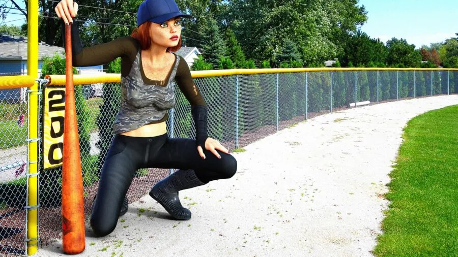 Person wearing baseball cap shielding eyes from sun during outdoor activity