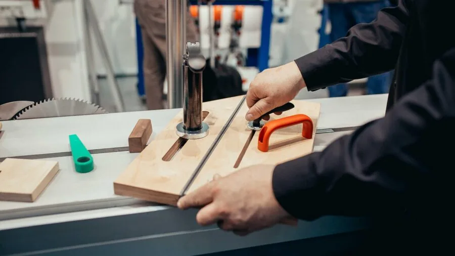 Professional mechanic organizing and securing tools in a shared workshop environment