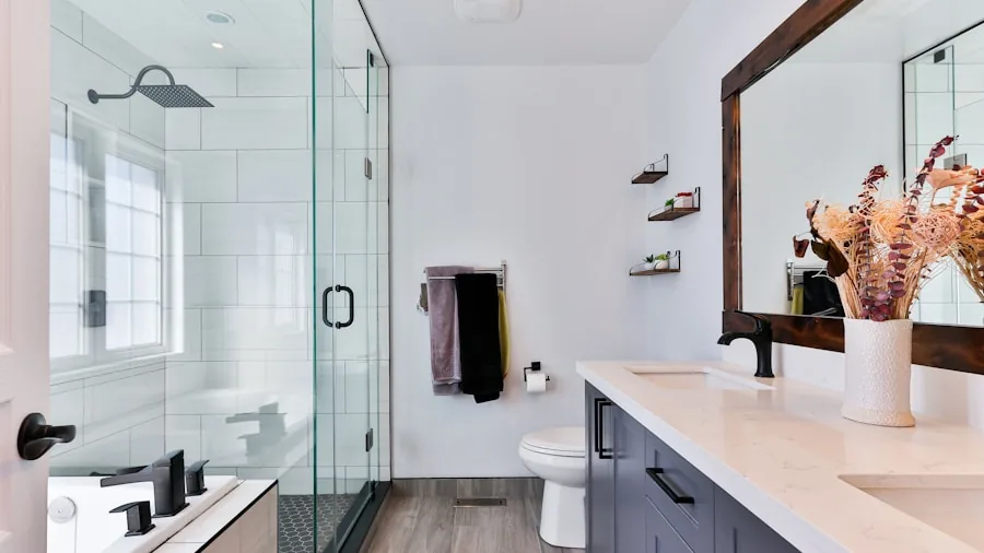 Professional plumber inspecting bathroom fixtures and valve components during home maintenance work