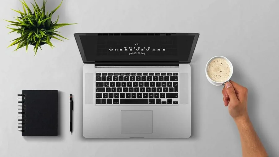 Professional reviewing digital storage solutions at desk with computer setup