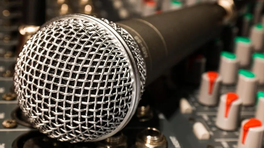 Professional studio cables and audio equipment connections in a workspace