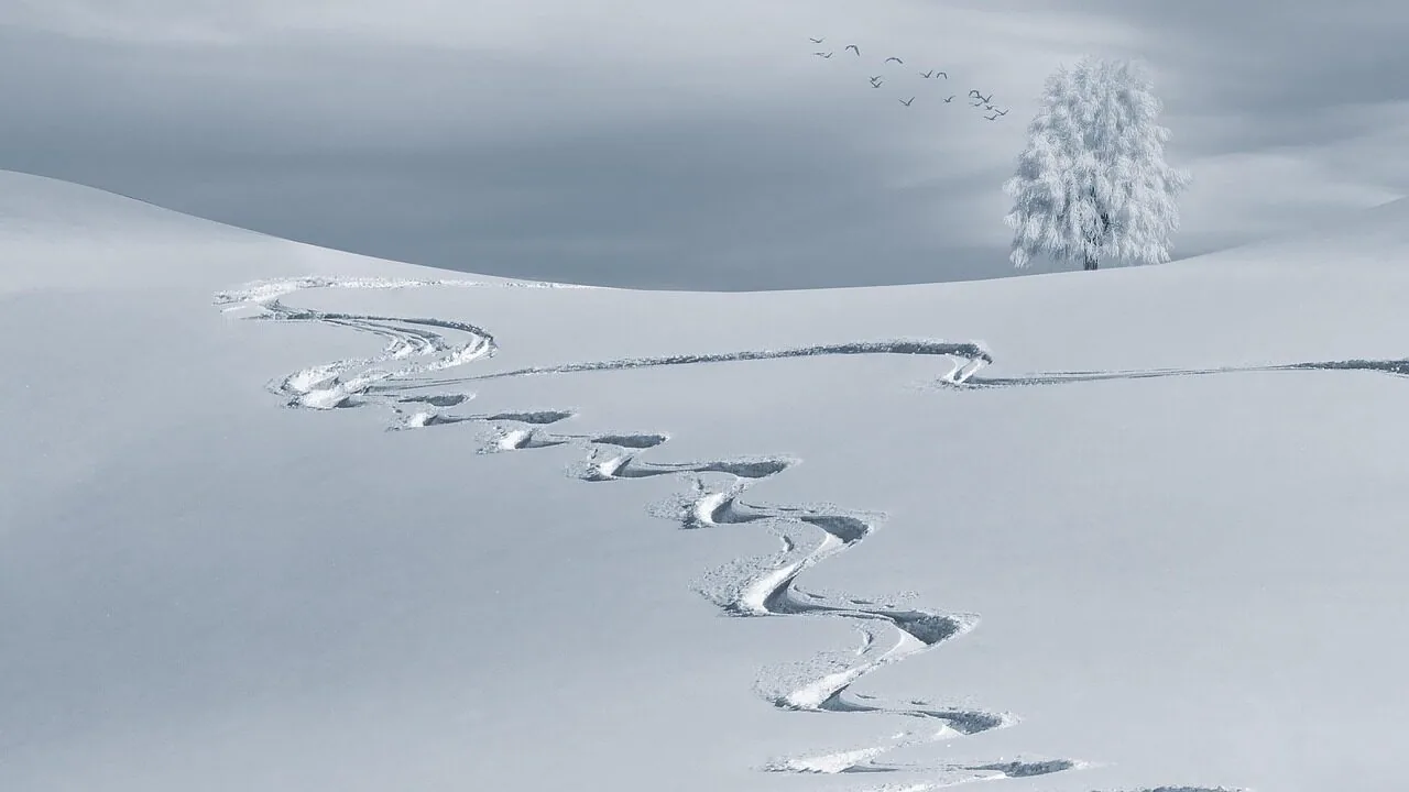 Ski goggles displayed on snowy mountain slope with clear lens visibility
