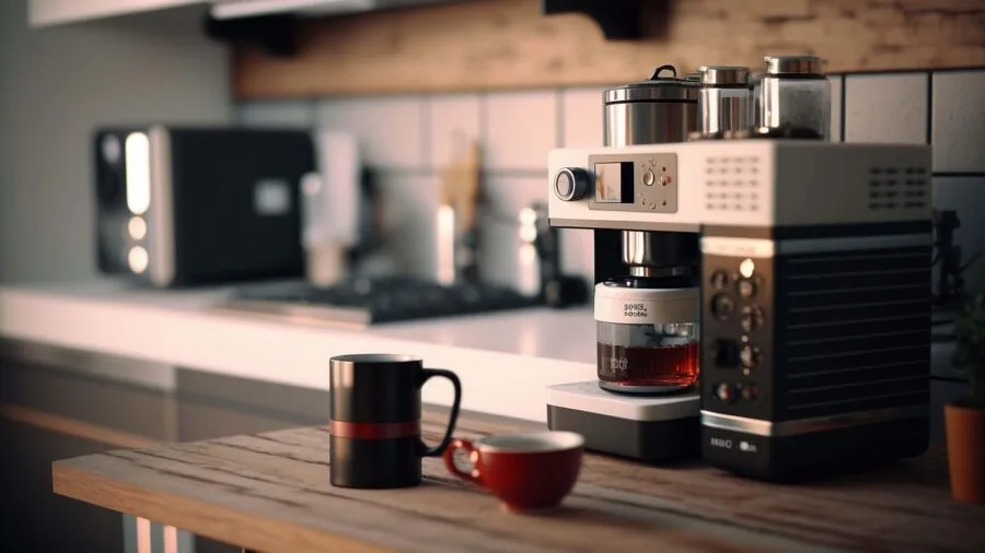 Someone cleaning a glass coffee maker at the kitchen sink with warm water and soap