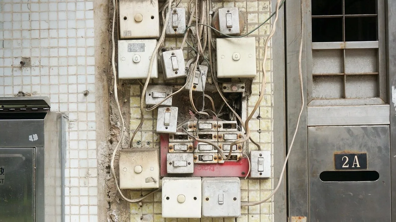 Wire strippers tool stripping insulation from electrical wire in close-up