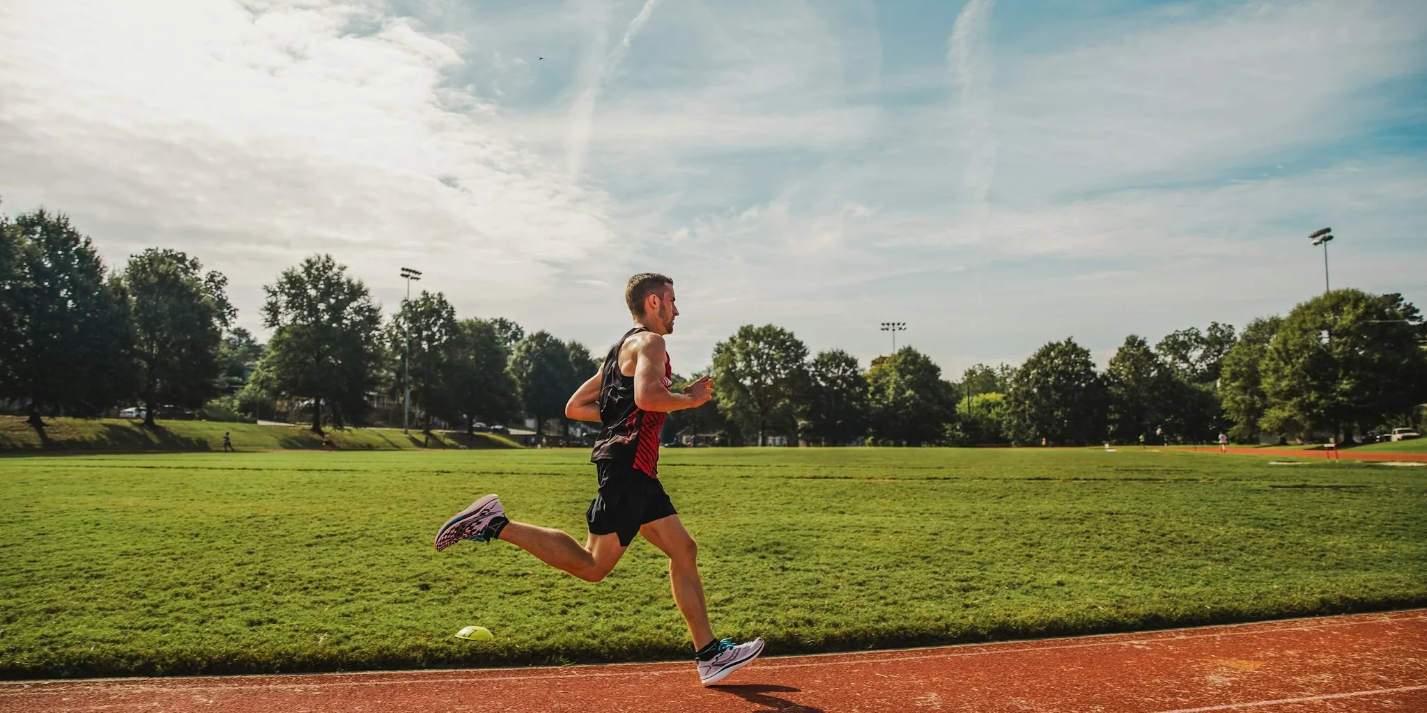 Wireless workout earbuds in ear during active exercise