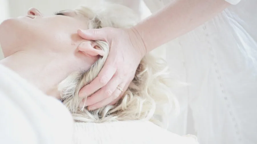 Woman caring for her feet during a relaxing at-home spa and self-care routine