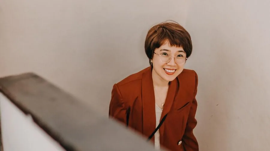 Woman in casual outfit feeling confident and comfortable in her daily routine