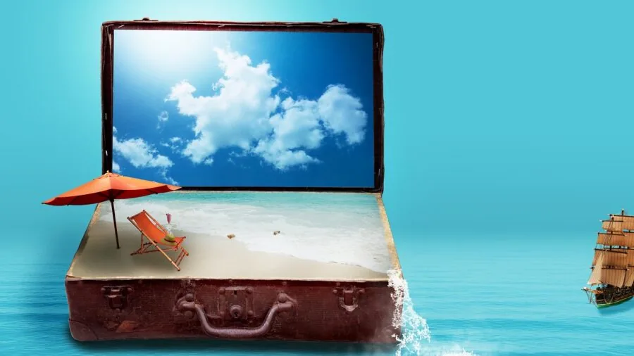Woman organizing toiletries and personal items into a suitcase for travel